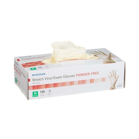 Mckesson Disposable Gloves, Stretch Vinyl, M, 1000 PK, Ivory 14-816